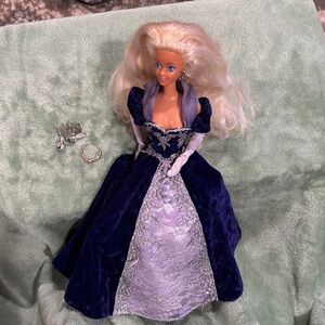 2000 Millennium Barbie (missing some items) Elegant Blue and Silver Doll Dress